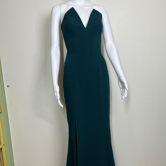 Dress the Population Emerald Green Formal Gown Strapless Boned Bodice, S NWOT - Picture 4 of 16